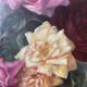 Large antique painting with roses – Oil on canvas from the 1900s – 40 x 102 cm – a large decorative format