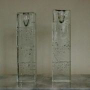 Pair Of Solid Glass Candlesticks "Arkipelago" From ittala Finland