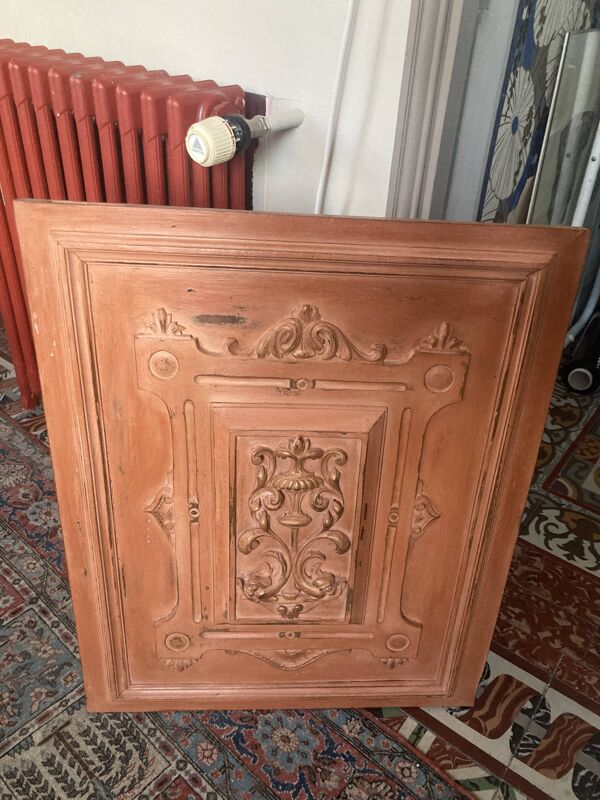 Panneau de porte en bois ancien peint à la main, pièce unique