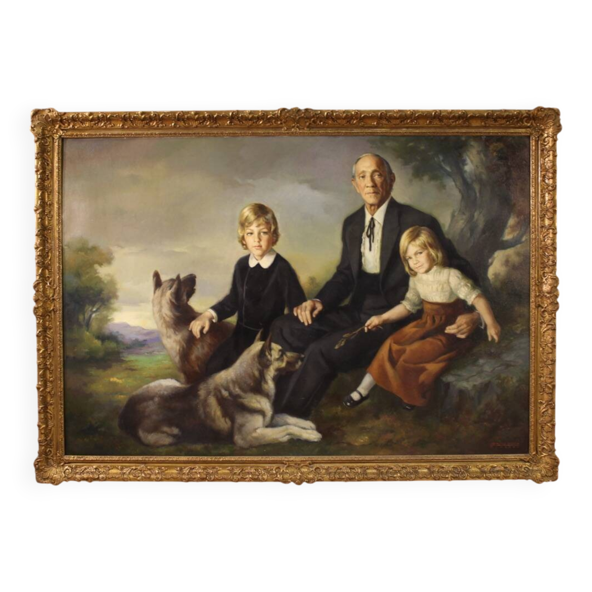 Family portrait signed Francisco Ribera and dated 1972