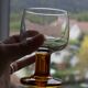 Vintage 70s glasses with amber block feet