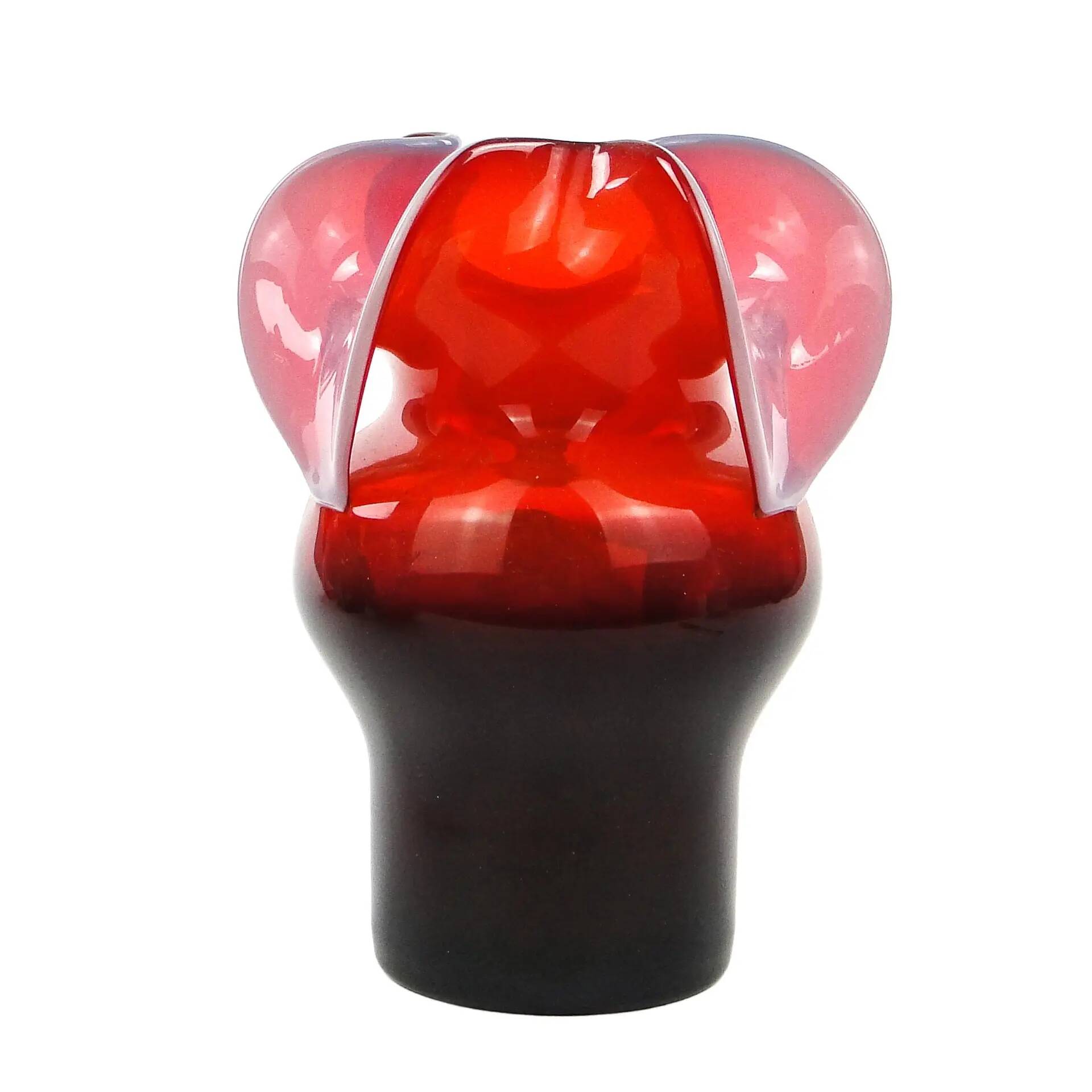 Donkey vase, red glass, designed by C. Zuber, Poland, 1970s