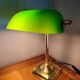 Lampe banquier en laiton et verre vintage