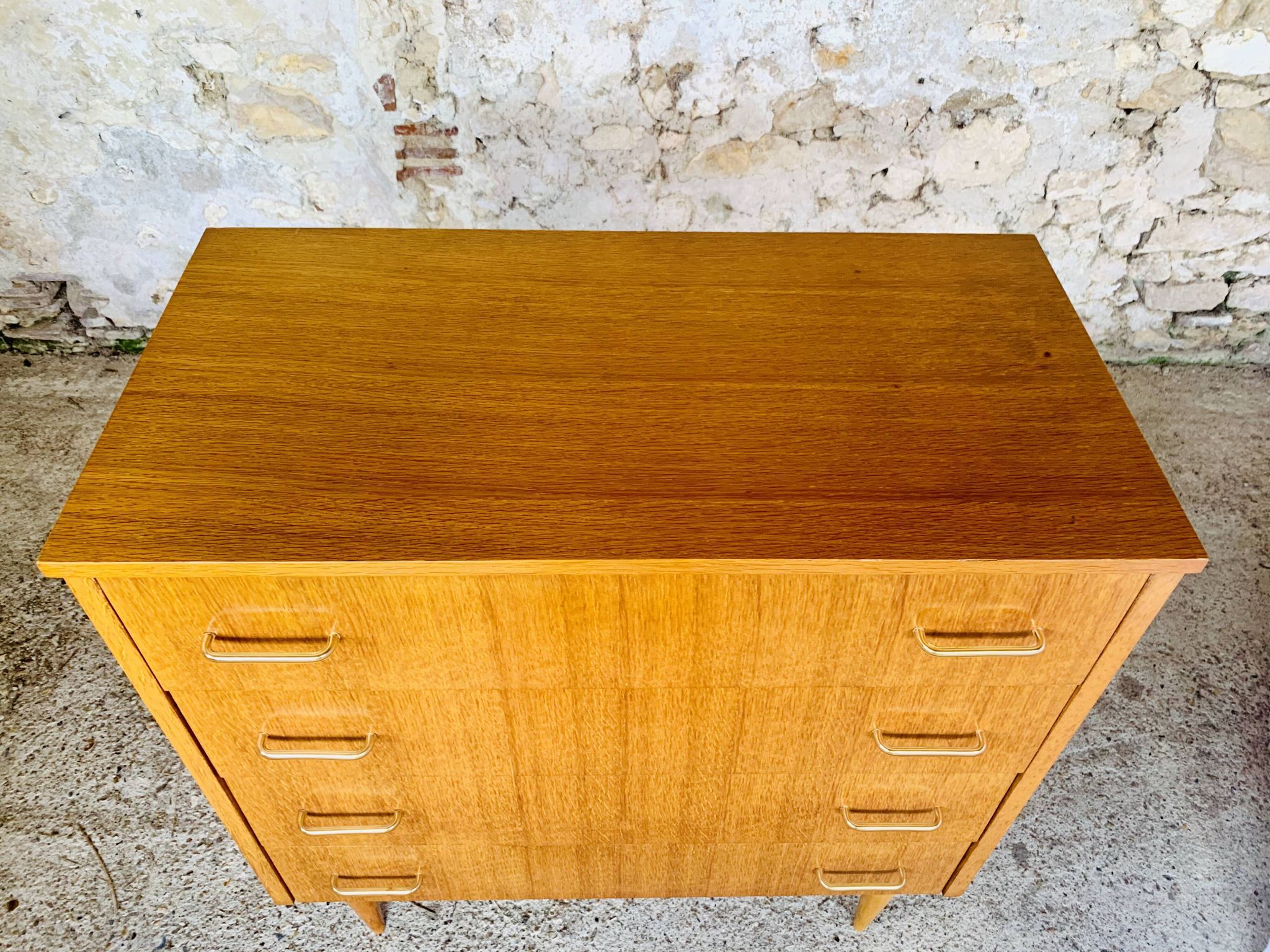 Commode vintage bicolor à 4 tiroirs, circa 70's