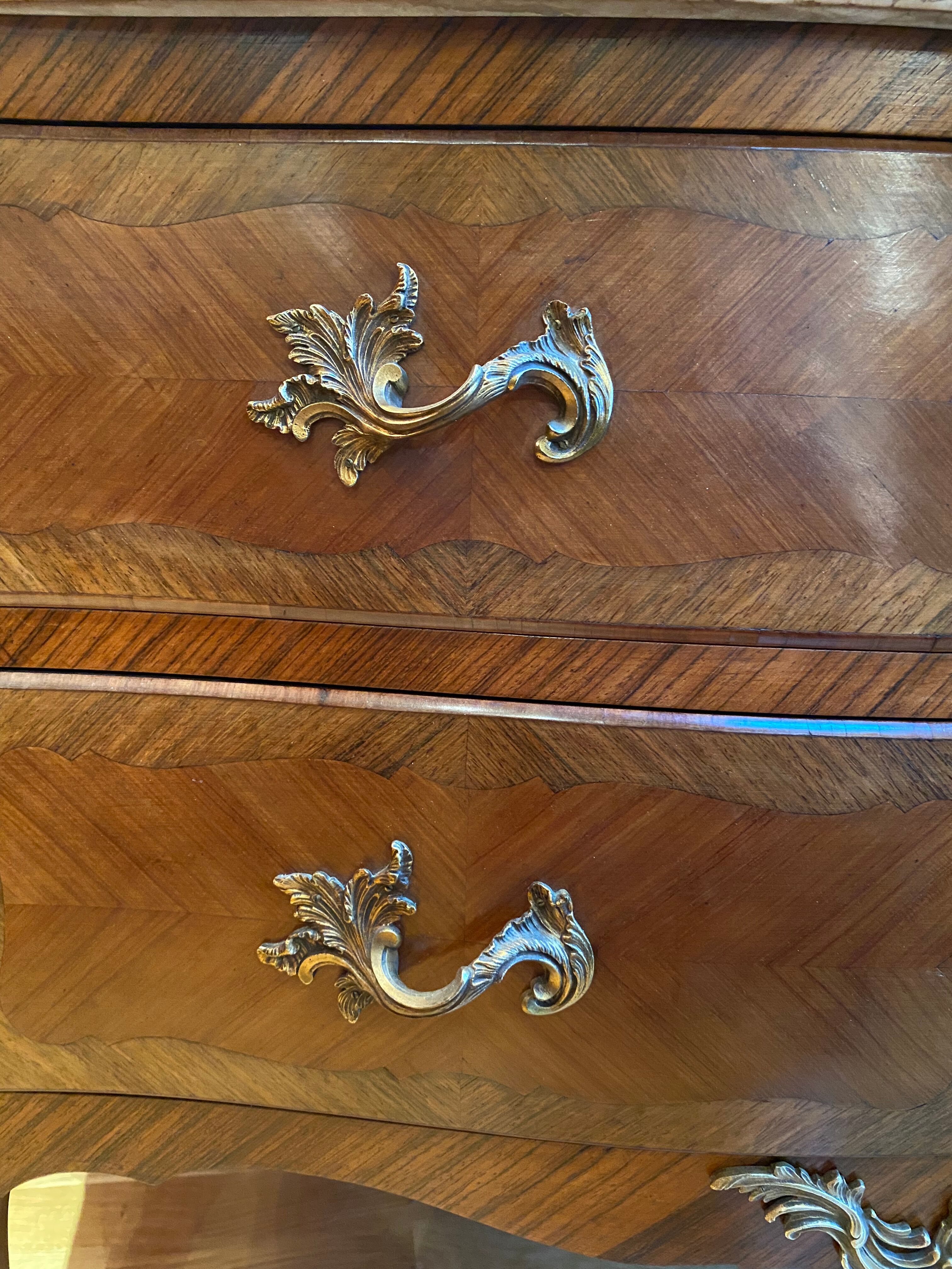 Louis XV style chest of drawers inlaid rosewood