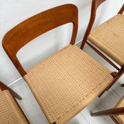 1950s set of 6 vintage Danish teak dining chairs No. 75 by Niels O. Møller