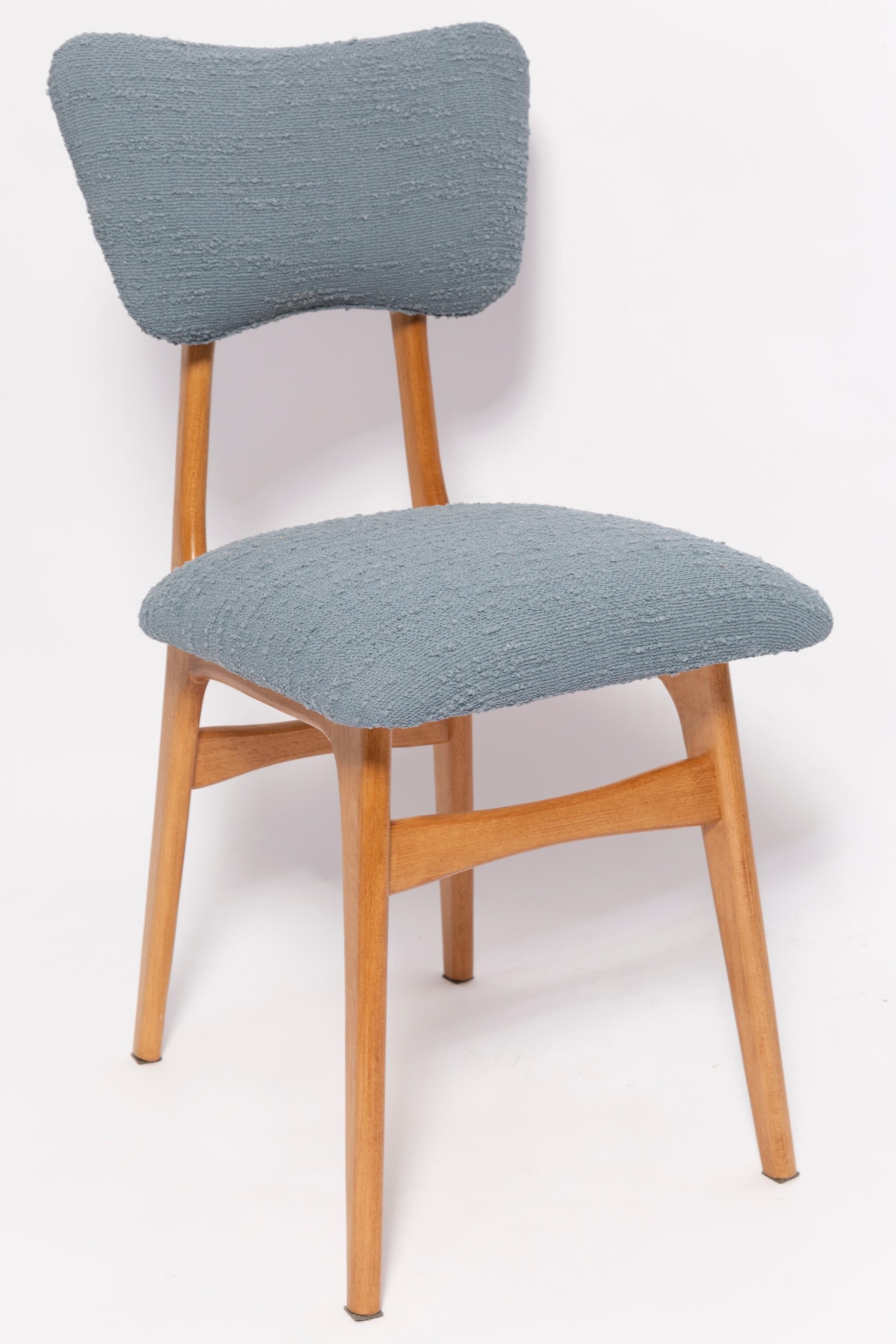 Mid-century butterfly dining chair, grey bouclé, Europe, 1960s