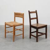 Antique oak late 19th century oak side chair, Belgium