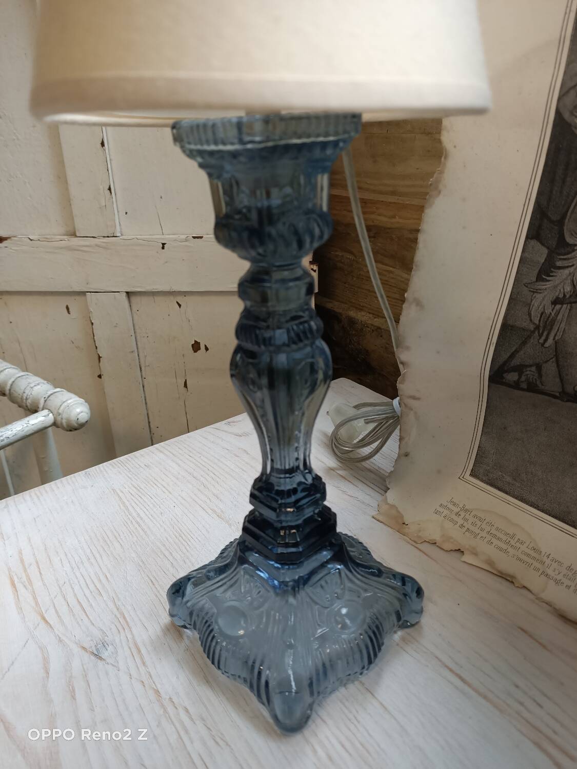 Paire de lampes en verre bleuté