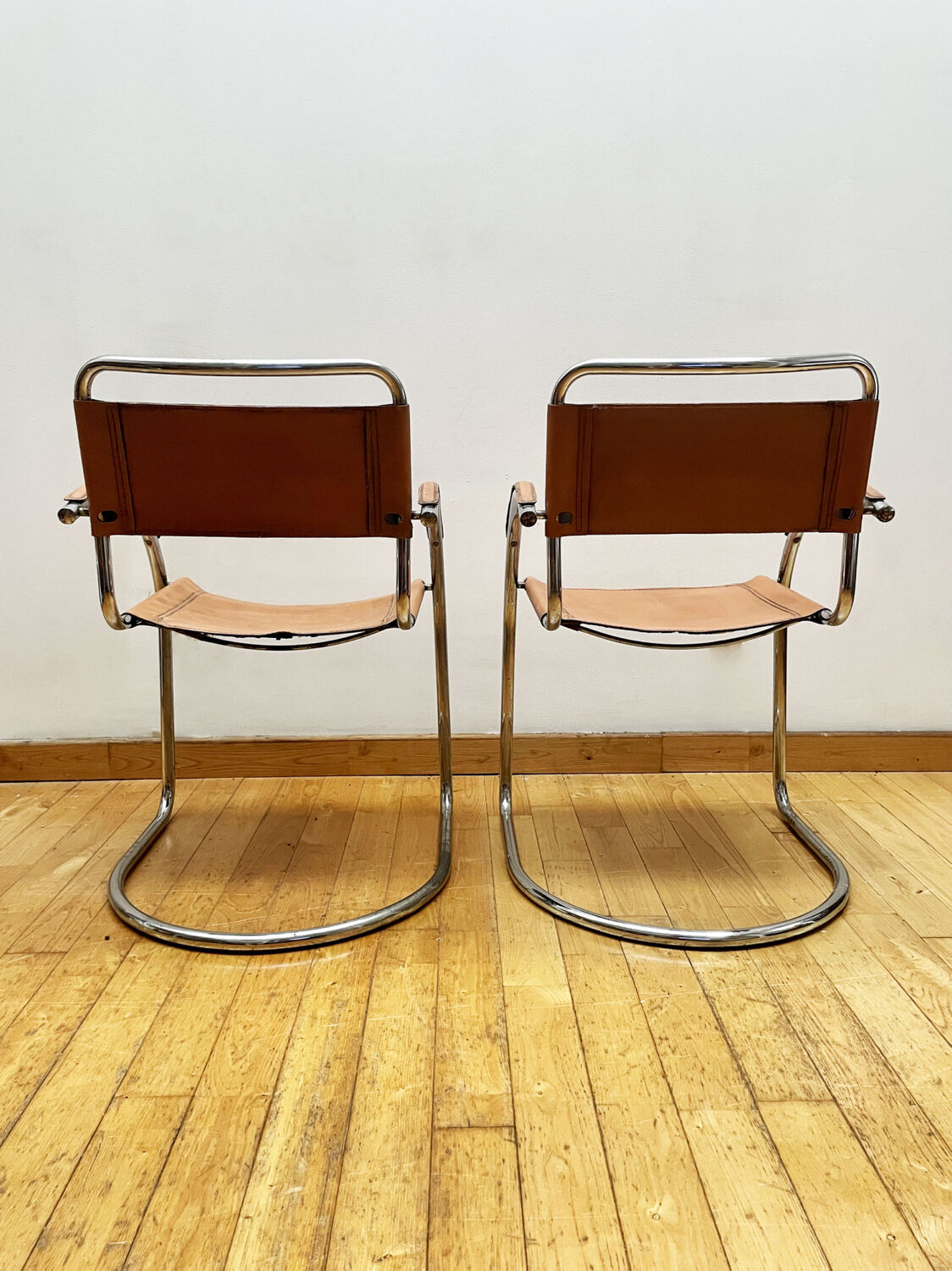 Pair of vintage tubular armchairs 1960s