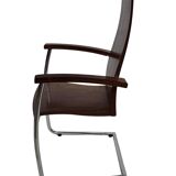 Ensemble vintage de quatre chaises design en hêtre massif chrome