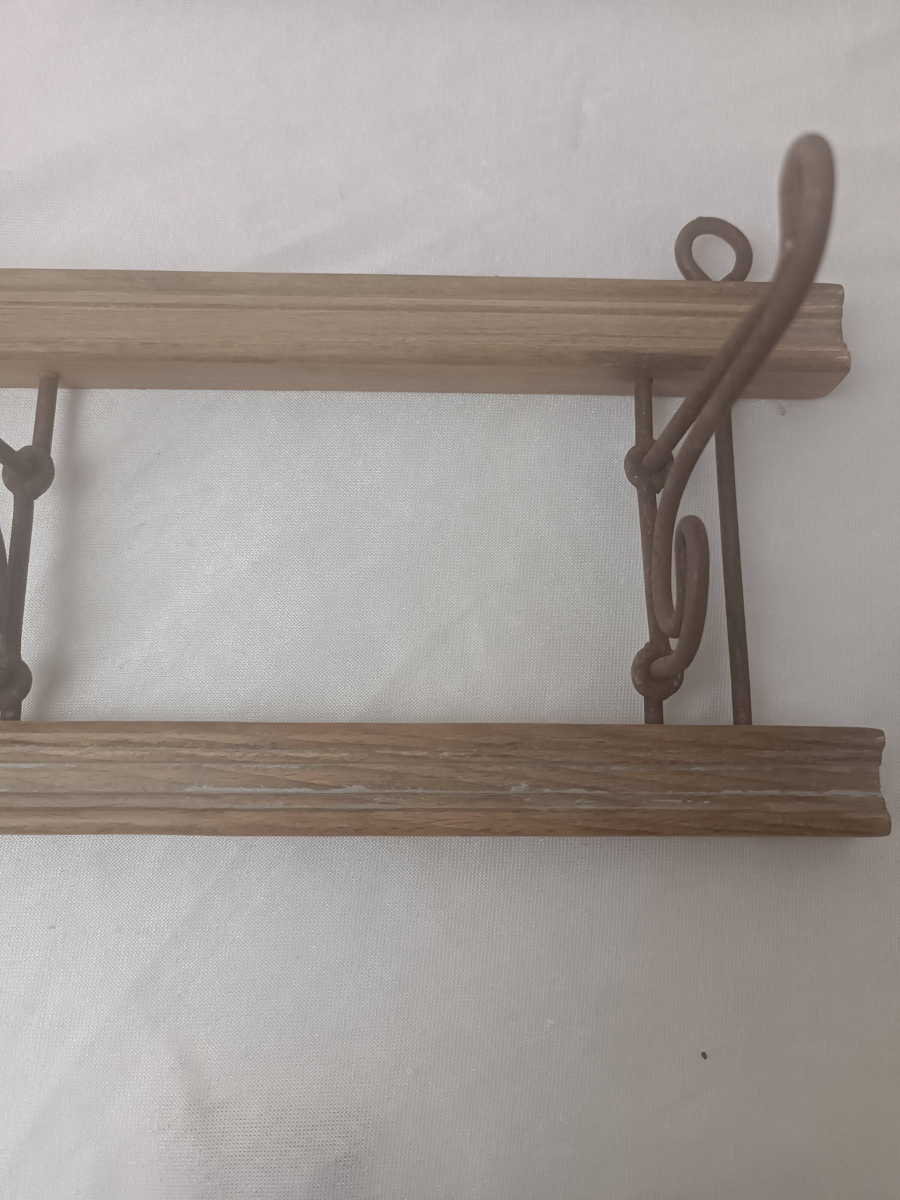 Coat rack/wood & iron hooks