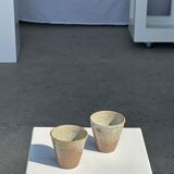 Set of 2 cups in Indonesian ceramic (brown & speckled glazed matte)