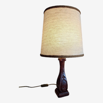 Lampe pied en bois avec abat-jour conique