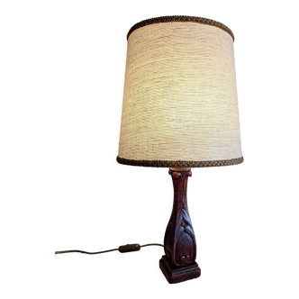 Wooden foot lamp with conical shade