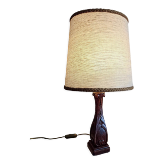 Lampe pied en bois avec abat-jour conique