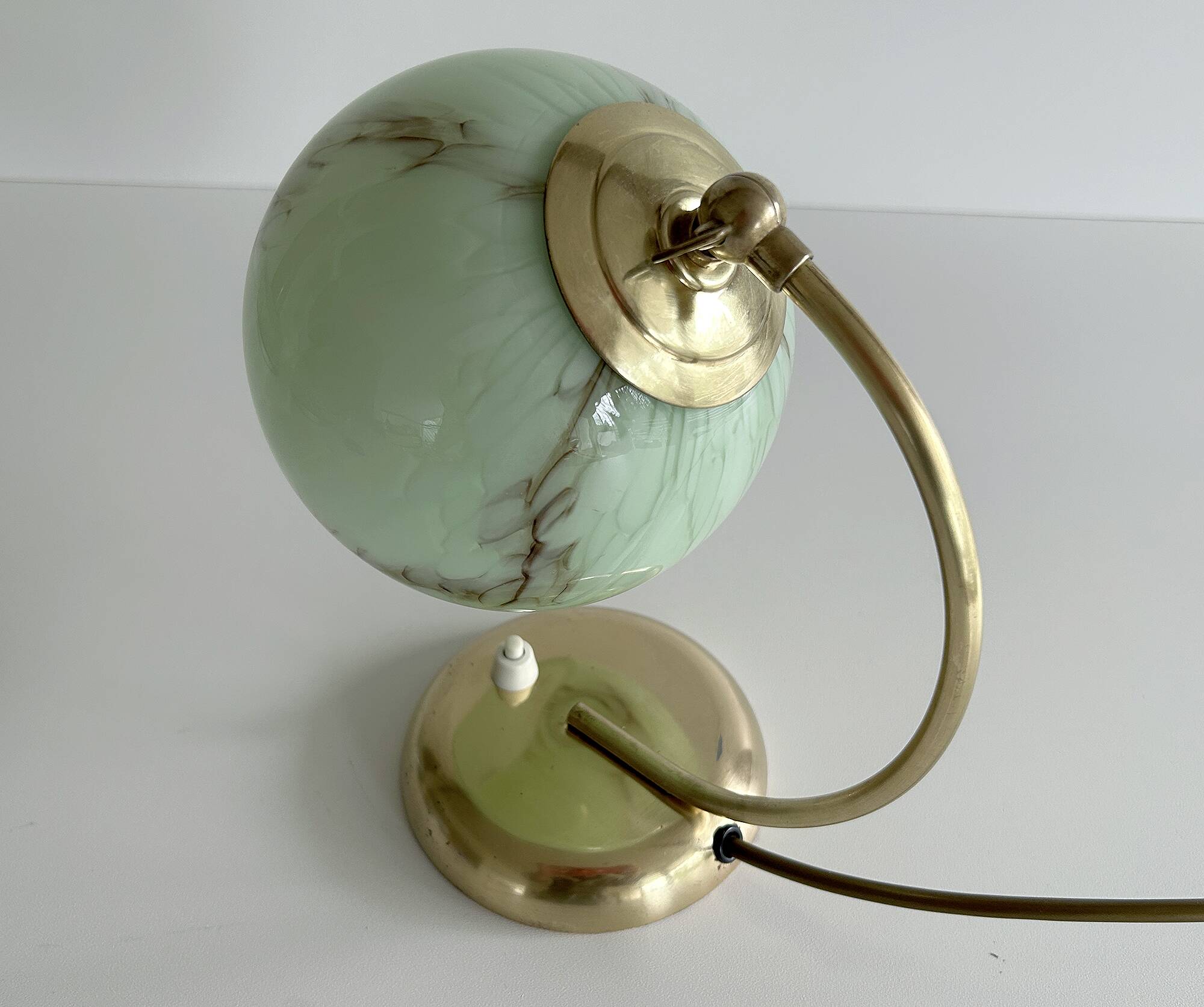 Art Deco Lamp Green Glass Brass