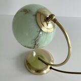 Lampe Art Deco Verre Vert Laiton