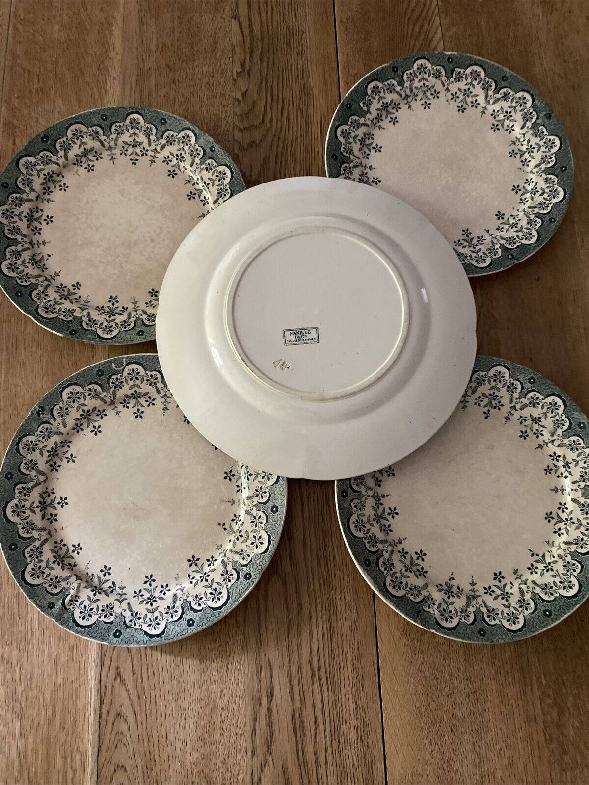 6 flat plates + 1 round dish sarreguemines manila decor.terre de fer