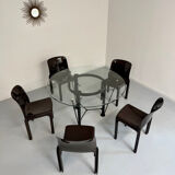 Set of 5 Selene plastic chairs designed by Vico Magistretti Artemide