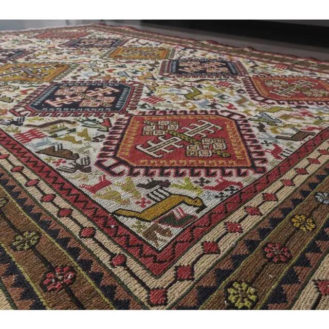 1970s Turkish Handwoven Wool Kilim Flatweave Rug 120x180