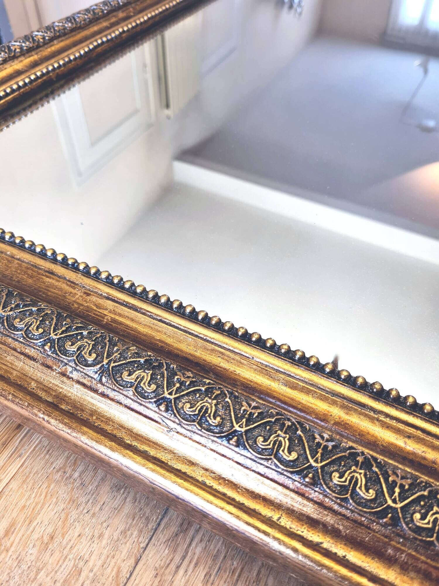 Antique large Louis Philippe mirror, decorated with gilt leaf - "Claude"