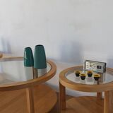 Round Tables with Glass Tops, Set of 3.