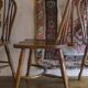 Set of 6 Windsor chairs with lyre back in solid oak, mid-century, 1960s.
