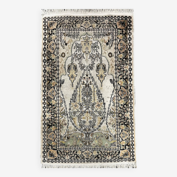 Oriental carpet from Kashmir Silk: 1.26 x 0.80 Meters