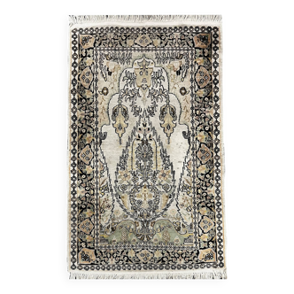 Tapis d'orient du Kashmir Soie : 1.26 x 0.80 Mètres