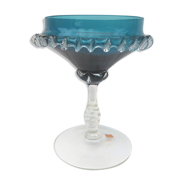 Coupe vintage sur pied en verre, italie