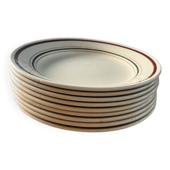 Série de 9 assiettes plates Gien modèle Gaston