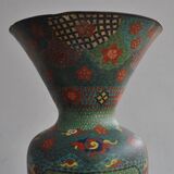 Pair of vases in cloisonné bird early twentieth