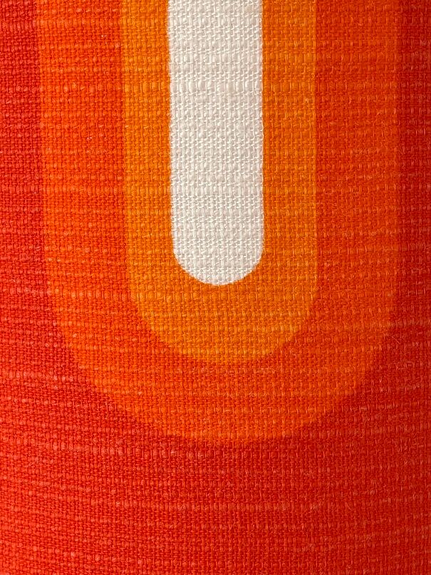 Orange opaline serpentine table lamp and vintage fabric
