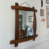 Brutalist wooden mirror 73cm x 86cm