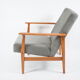 Vintage polish armchair, restored, 1960s, grey fabric, teak