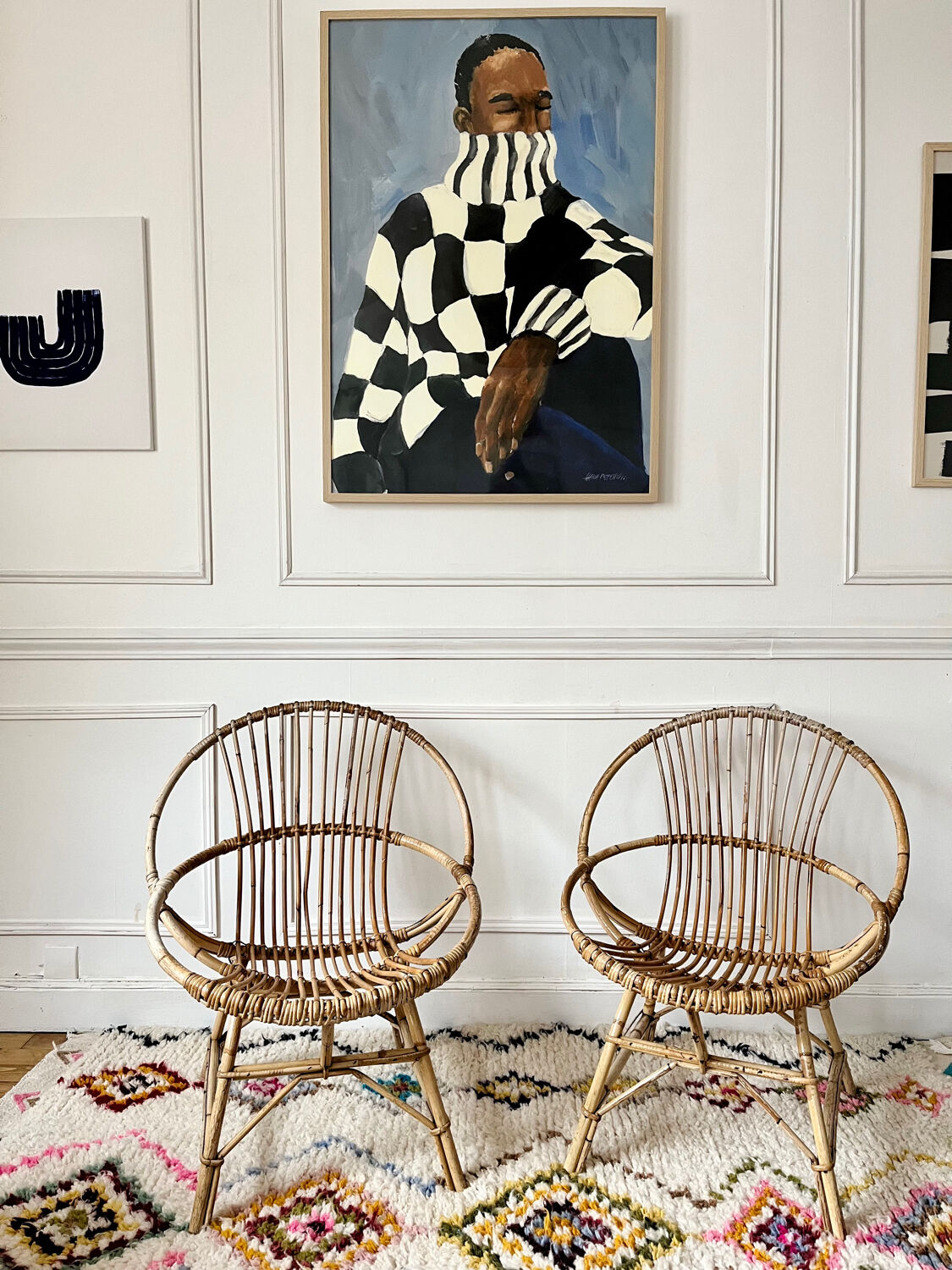 Pair of vintage rattan armchairs