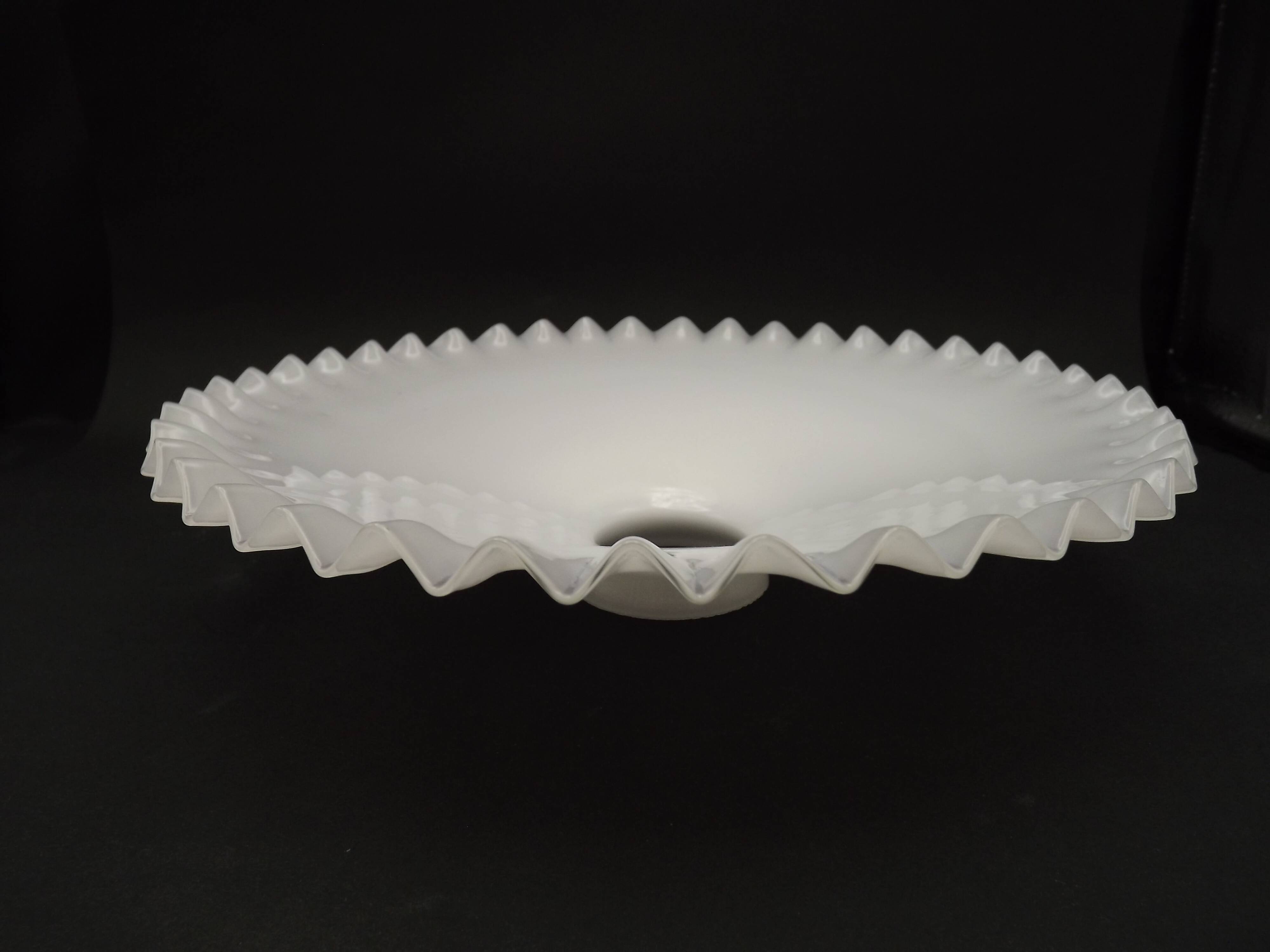 Opaline white glass pendant lampshade with scalloped edge 256