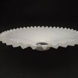 French Frilled Glass Pendant Shade White Opaline Glass Scalloped Edge 256