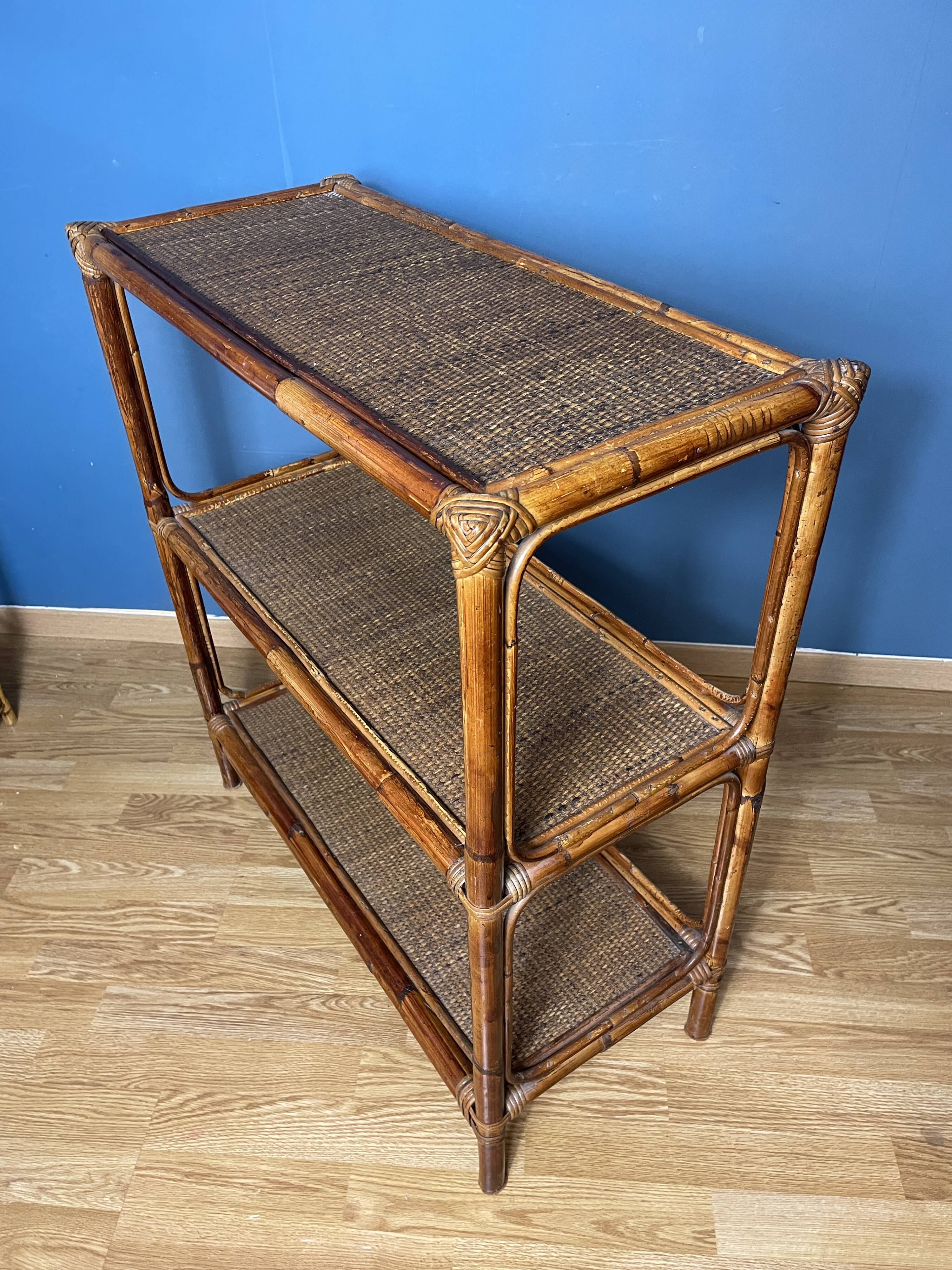 Vintage natural rattan shelf