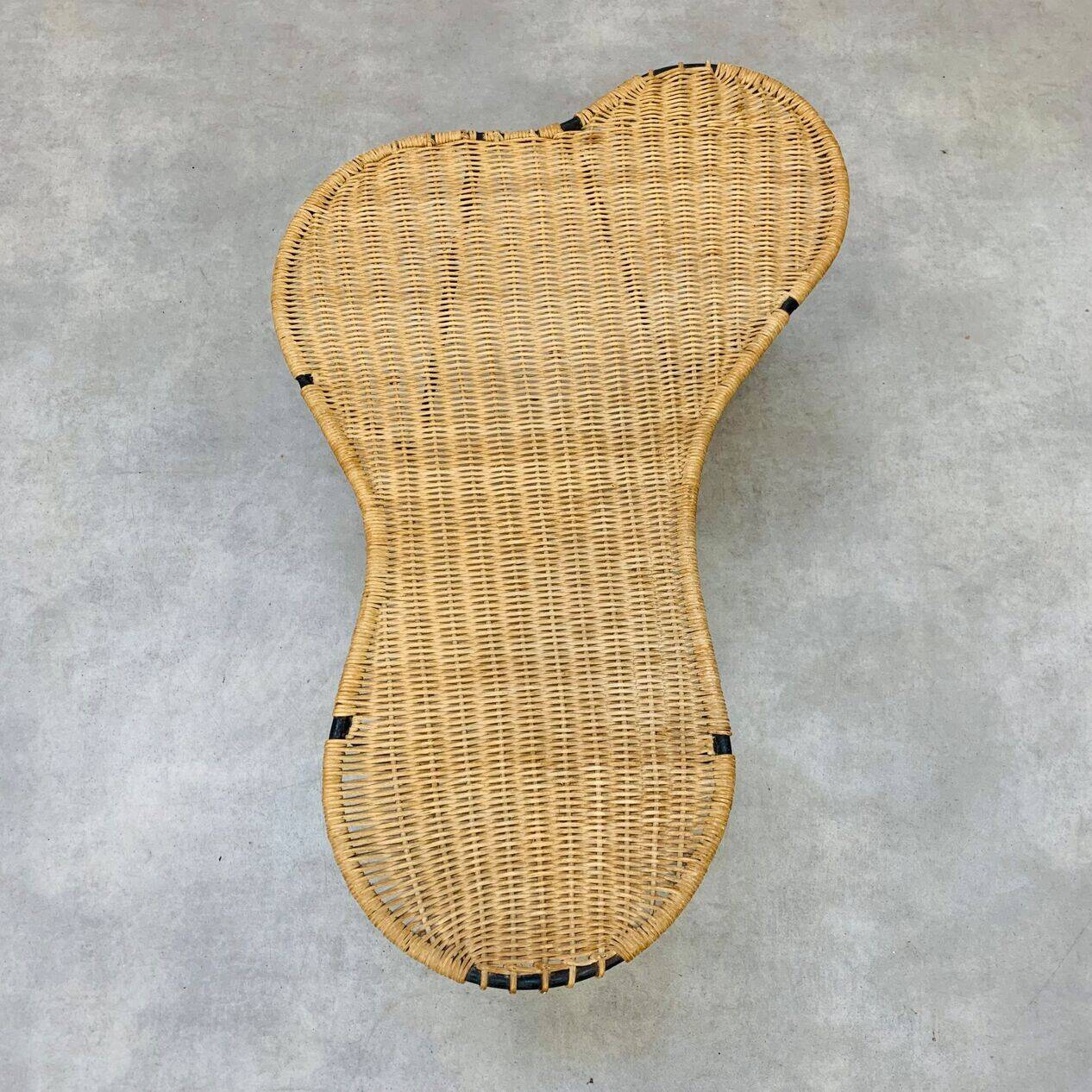 Raoul Guys coffee table, free form, wicker and metal, 1960s.