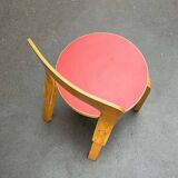 Vintage Red Children's Chair in Linoleum N65 by Alvar Aalto for Artek, Finland, 1970s