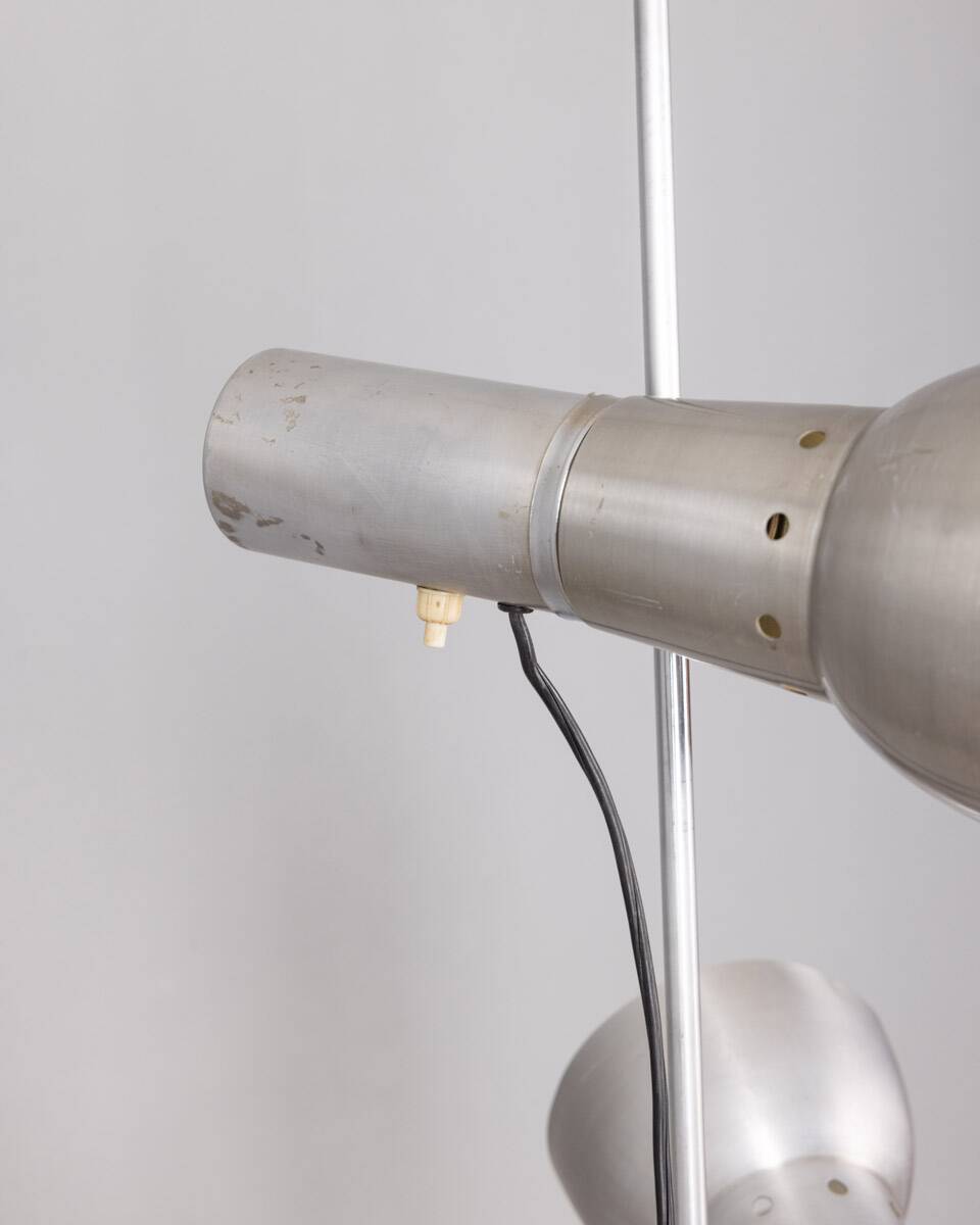 Vintage floor lamp 70s chromed metal and white italian design