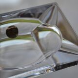 Antique crystal ashtray with its leather stand