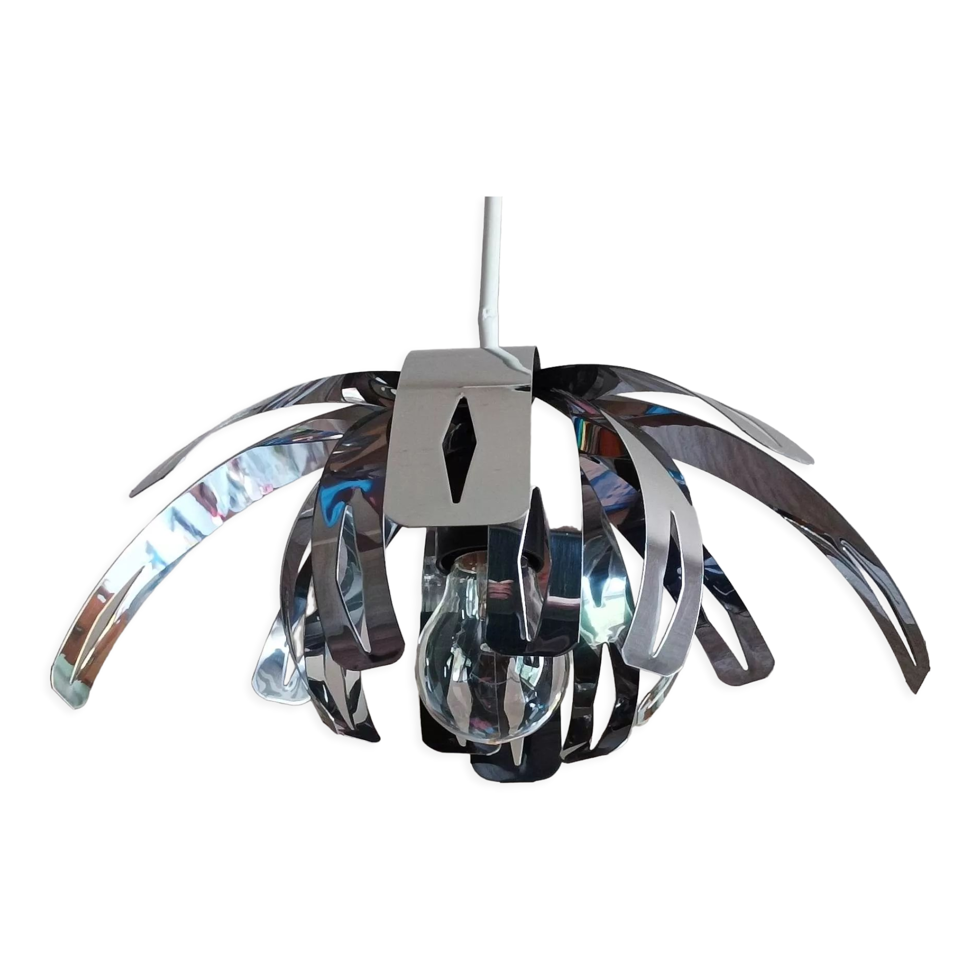 Suspension métal chromé vintage année 70