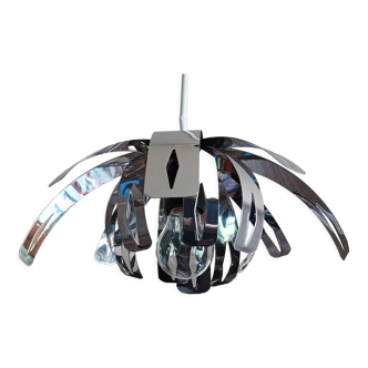 Metal chrome hanging lamp vintage year 70