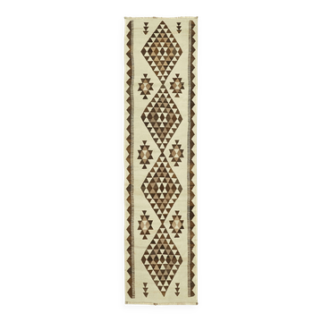 Turkish Handwoven Vintage Herki Kilim 96 cm x 360 cm