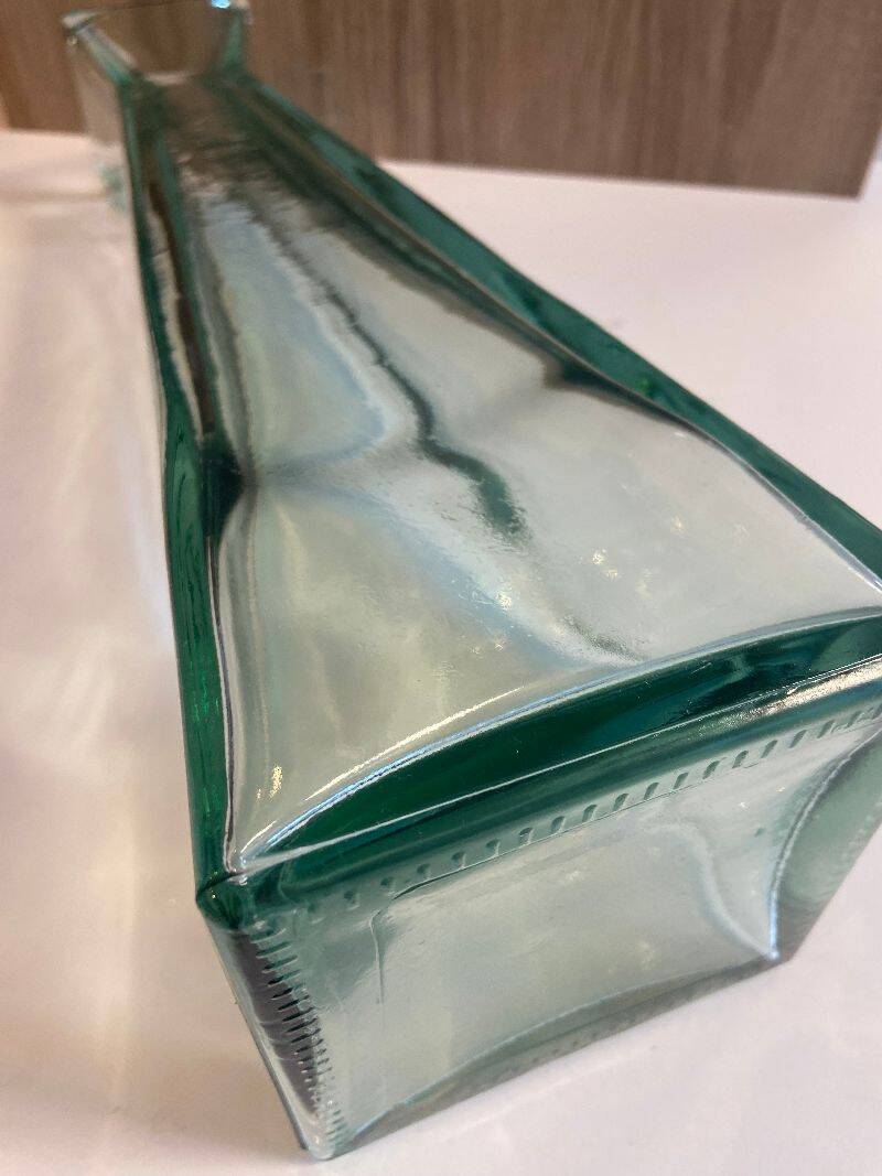 Large Recycled Thick Glass Obelisk Column Vase Art Deco Floral Design