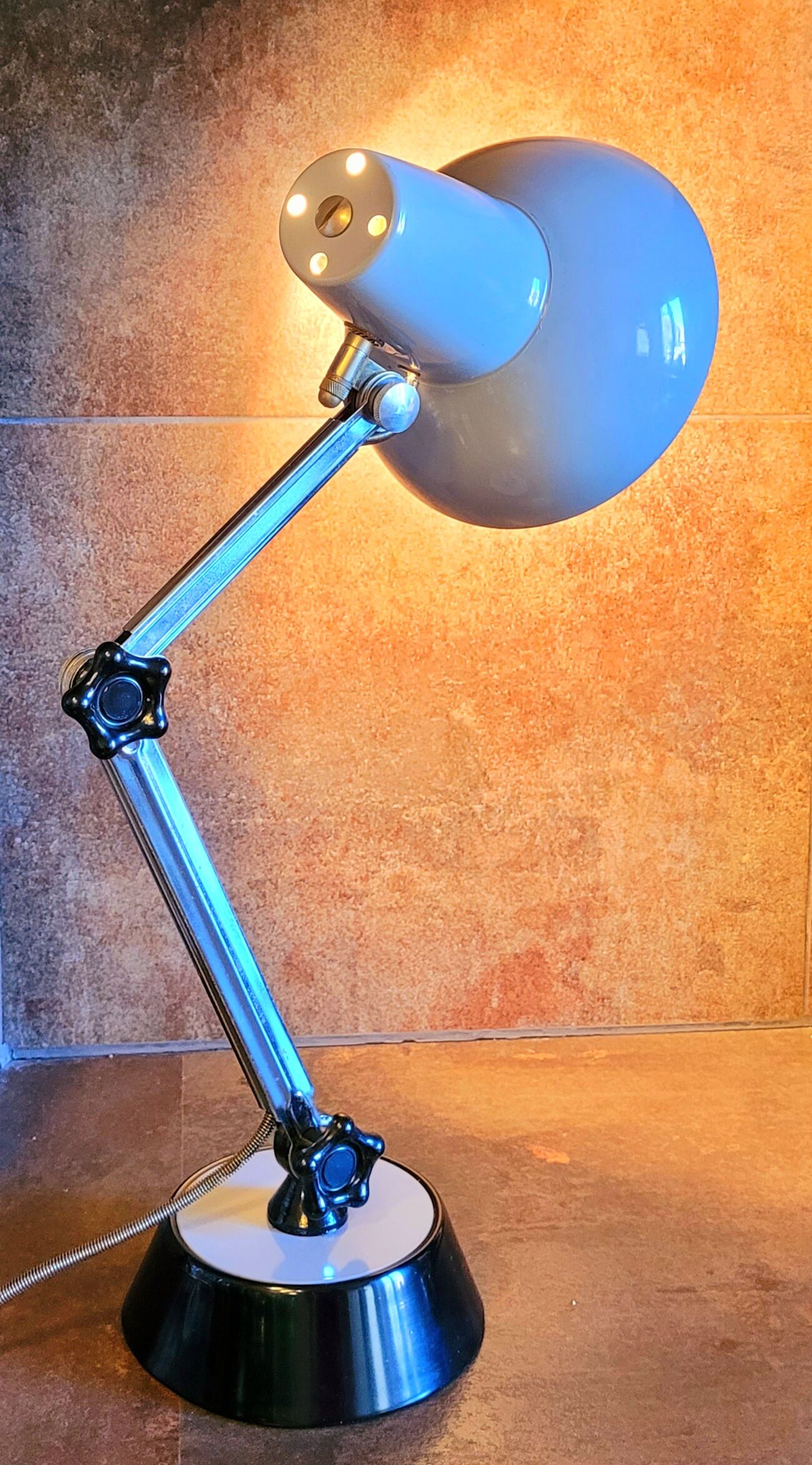 Old gray vintage articulated lamp from the 60s