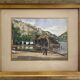 Watercolor paintings Austria Furberg and Unterach and frame circa 1950